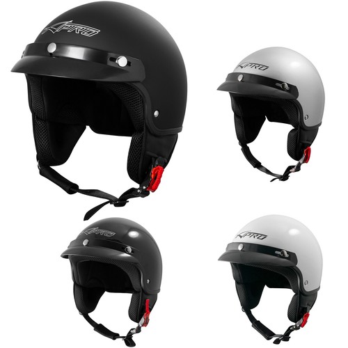 Open face demi jet helmet - jet, peak